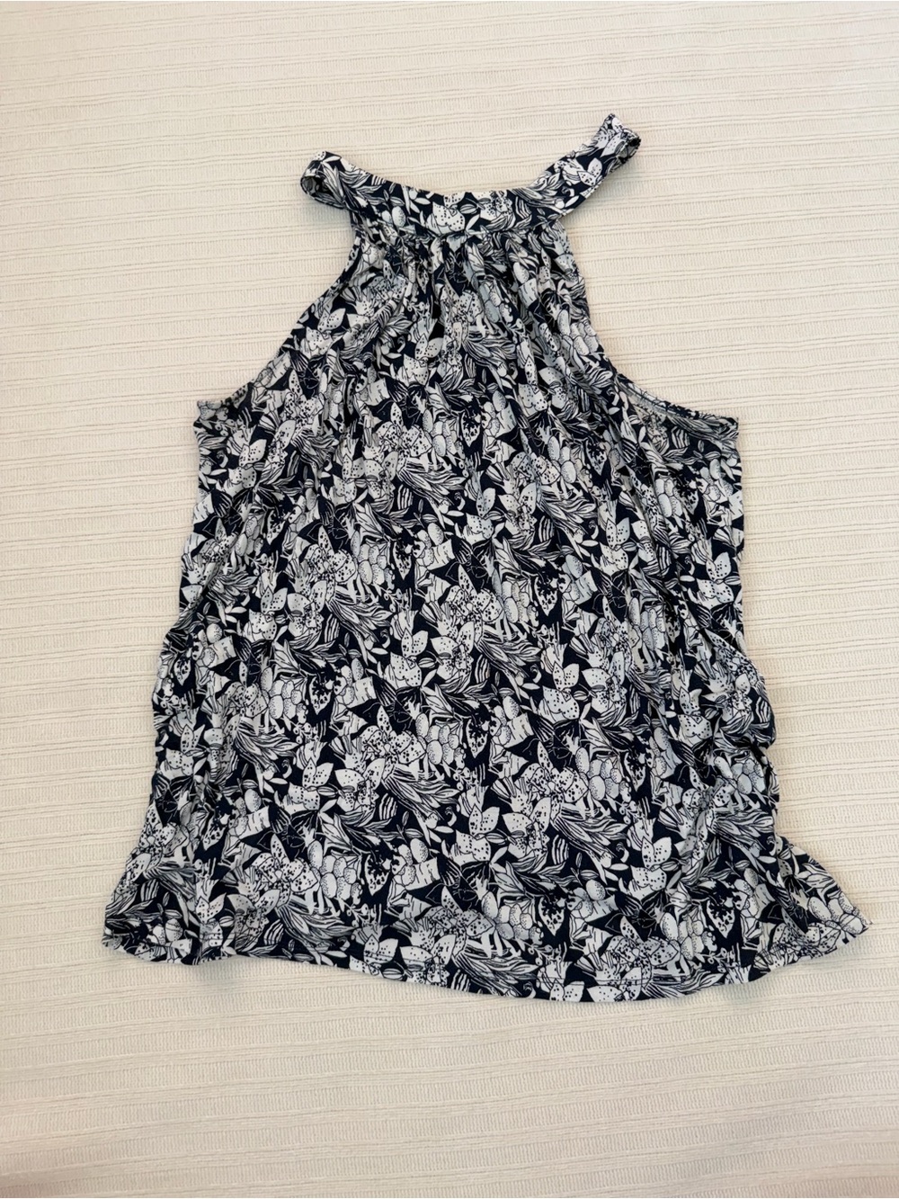 LOFT Outlet Black White Floral Halter Neck Tank Top Blouse Size Large BeS1